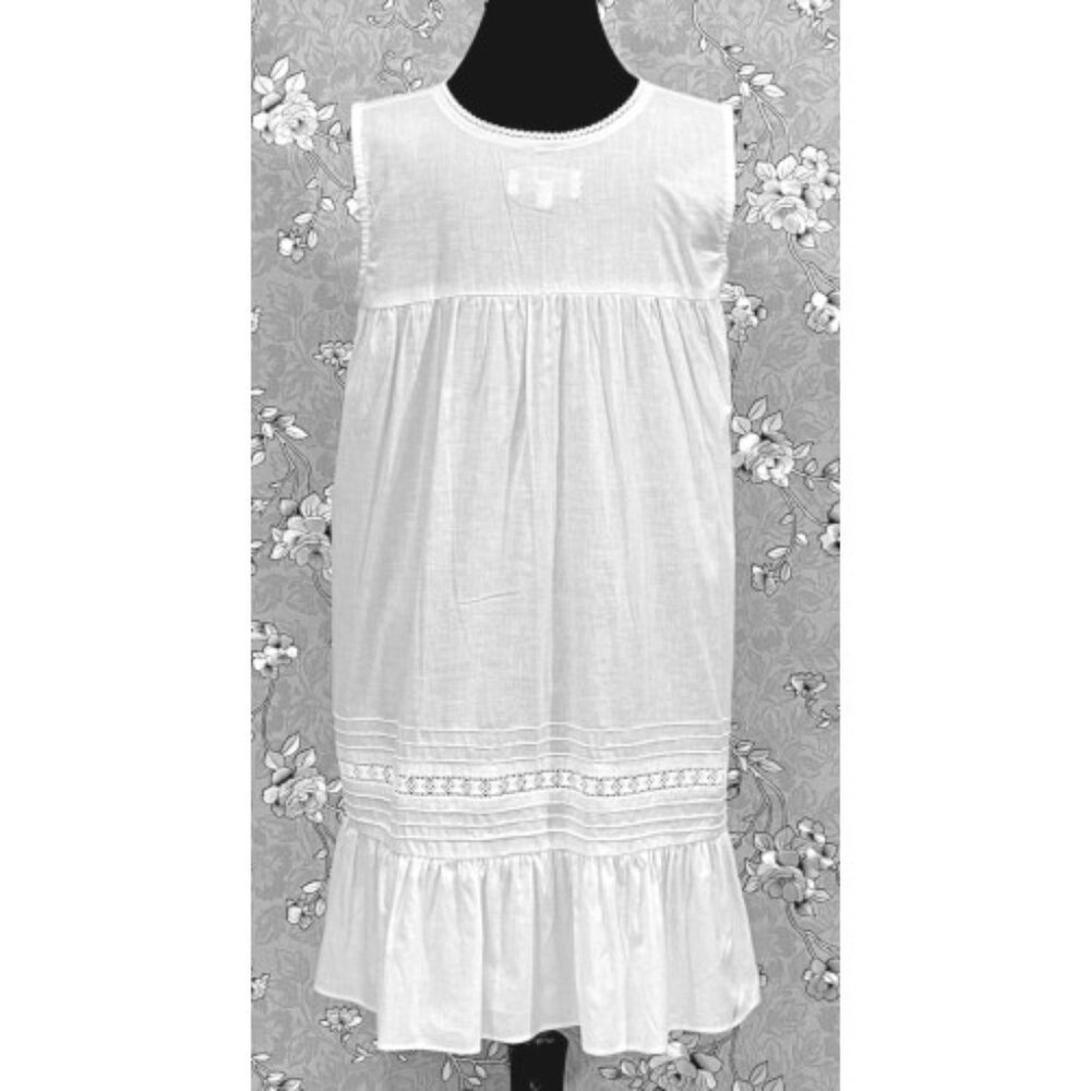 Victorian Cotton Nightgown Sleeveless Eyelet Lace Ruffle Hem SoieRose SR1132 - Picture 7 of 7